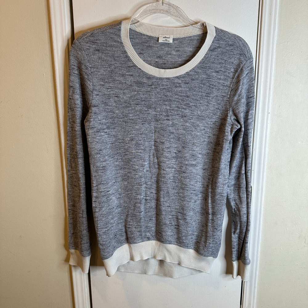 Wilfred Aritzia Grey Heathered Knit Long Sleeve Crew Neck Top XXS
